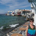 Mykonos; Ruth and 'Little Venice' | Photo taken by Tom B