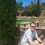 At Finca Bell Lloch with the castle ruins in the background | Photo taken by Carol P