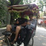 Jerry and myself on a rickshaw ride to visit a local family | Photo taken by Gary C