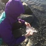 Holding a piece of a glacier! | Photo taken by Sarah C