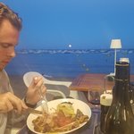 Dinner at Restaurant Fiego, on the beach as the moon rose (and the lamb was good, too!) | Photo taken by Carol P