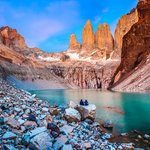 Rocky scenery and glacial lakes in Patagonia