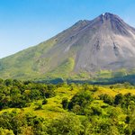 View of Arenal Volcano from La Fortuna town.