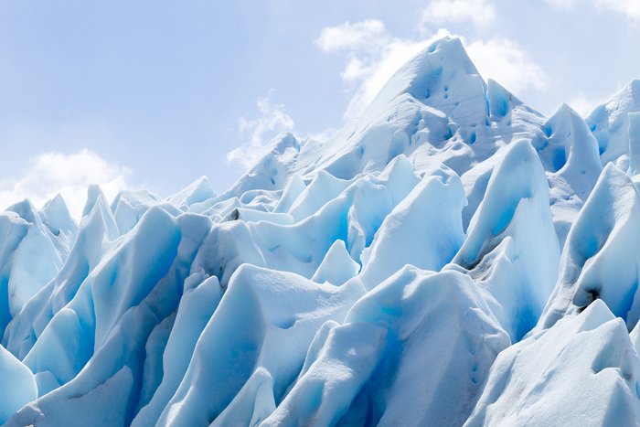 A bright blue glacier in Patagonia