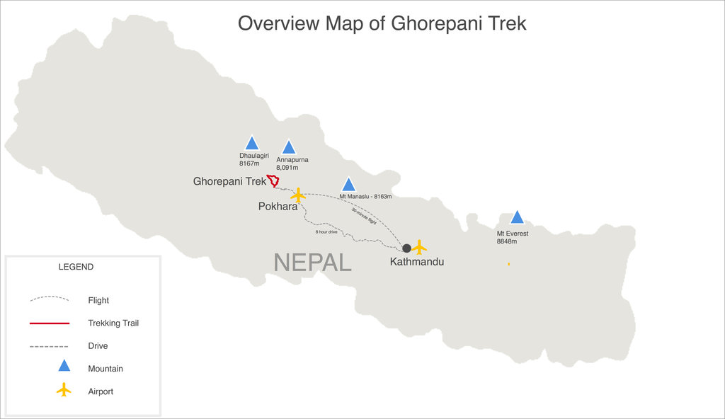 Ghorepani Trek Map