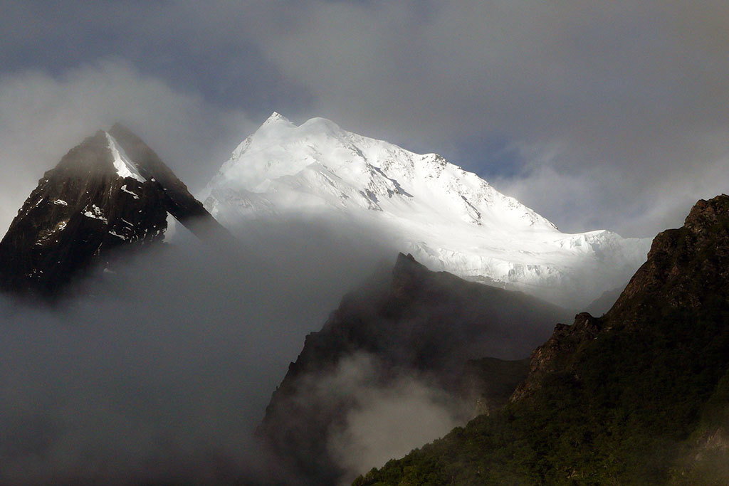 Annapurna mountains shrouded by cloud