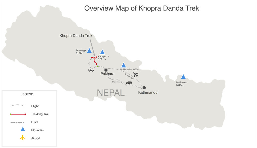 Khopra Danda Trek Map
